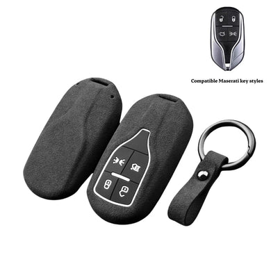 Luxury Suede Car Key Fob Case Cover for Maserati Levante, MC20, Ghibli, Quattroporte 2014-2022 – Skin-Friendly, Durable & Stain-Resistant