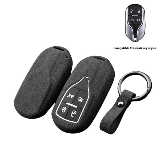 Luxury Suede Car Key Fob Case Cover for Maserati Levante, MC20, Ghibli, Quattroporte 2014-2022 – Skin-Friendly, Durable & Stain-Resistant