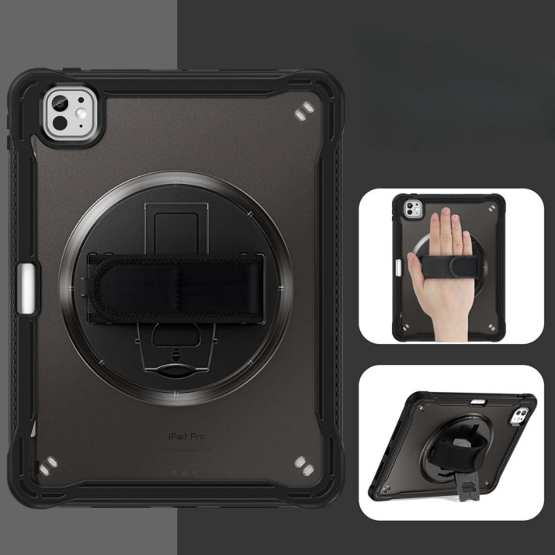 Load image into Gallery viewer, Apple iPad Pro 11&quot; (M4) 2024 5th Generation - 360 Degree Rotate Shockproof Heavy Duty Tough Stand Case Cover With Strap &amp; Pen Holder - Polar Tech Australia
