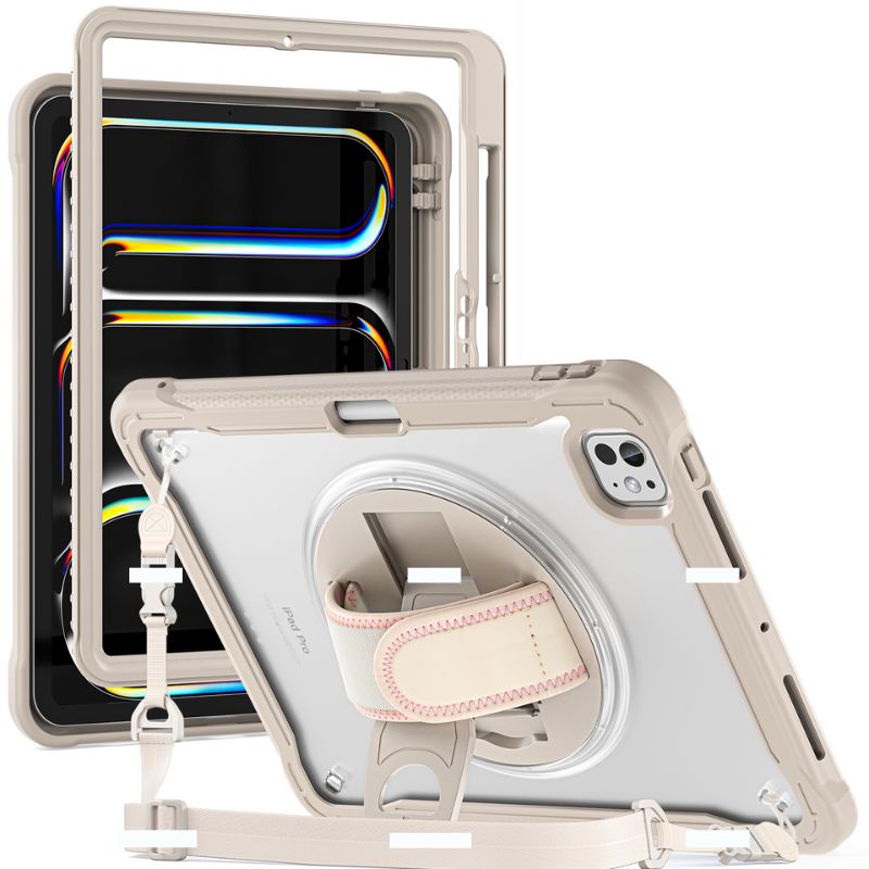 Load image into Gallery viewer, Apple iPad Pro 11&quot; (M4) 2024 5th Generation - 360 Degree Rotate Shockproof Heavy Duty Tough Stand Case Cover With Strap &amp; Pen Holder - Polar Tech Australia
