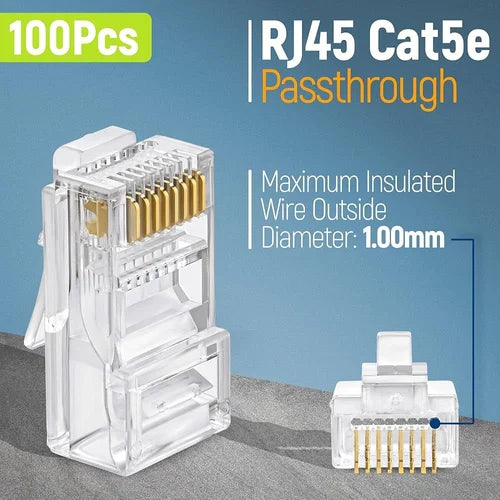 Load image into Gallery viewer, [Pass Through] 100PCS Cat6 UTP RJ45 Connector, Ethernet Cable Crimp Connectors UTP Network Plug
