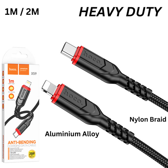 [X59][1M/2M][Heavy Duty][Type-C To Lighting] HOCO Times Speed Fast PD 20W Charging Data Sync USB Cable For Apple Device - Polar Tech Australia