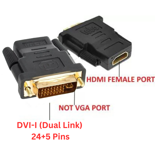 HDMI Female to DVI-I (Dual Link) 24+5 Pins PLUG ADAPTOR Adapter CONVERTER - Polar Tech Australia