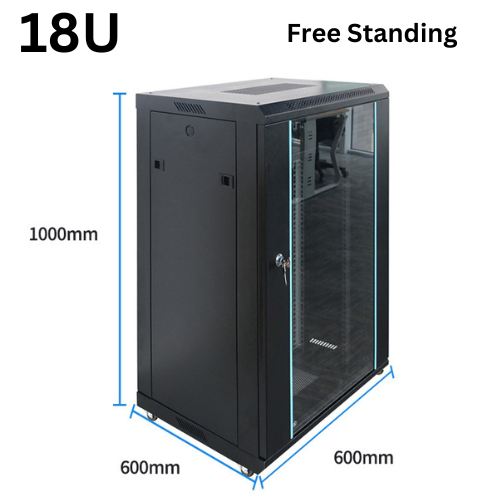 Chargez l&#39;image dans la visionneuse de la galerie, 15U 18U Large Size Heavy Duty Stand Alone Free Standing Network Server CCTV PoE Switch Cabinet Rack Lockable Enclosure - Polar Tech Australia
