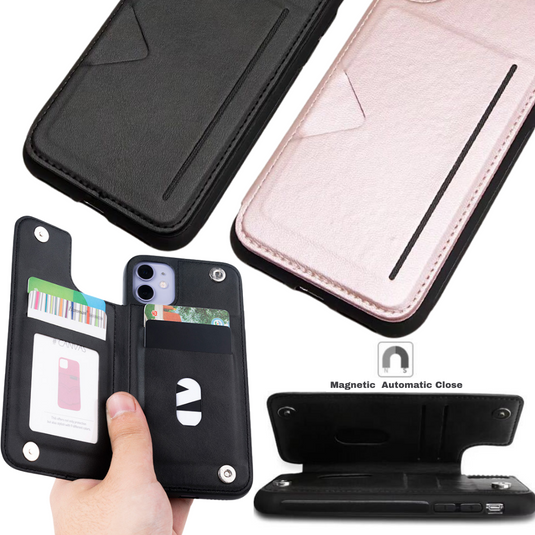 [Built-in Card Slot] Hanman Mika Leather Case For Apple iPhone 12/12 Pro/12 Pro Max/12 Mini/13 Mini