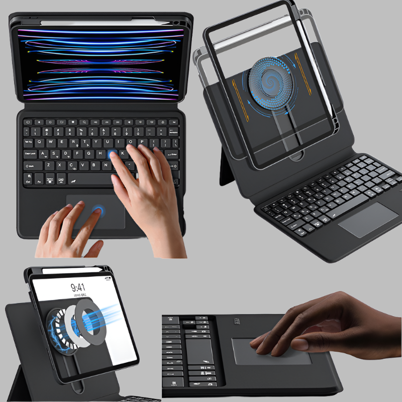 Cargue la imagen en el visor de la galería, Apple iPad Pro 11&quot; &amp; Air 4/5 10.9&quot;  &amp; Air 6 11&quot; - Magic 360 Rotation Detachable Smart Wireless Trackpad Keyboard Flip Case - Polar Tech Australia
