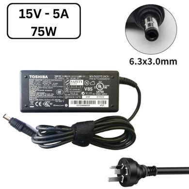 [75W/15V-5A][6.3x3.0] Toshiba Satellite 200 / 300series  AC Power Adapter Laptop Wall Charger (AU Plug) - Polar Tech Australia