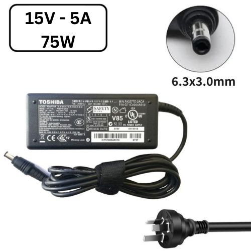 [75W/15V-5A][6.3x3.0] Toshiba Satellite 200 / 300series  AC Power Adapter Laptop Wall Charger (AU Plug) - Polar Tech Australia