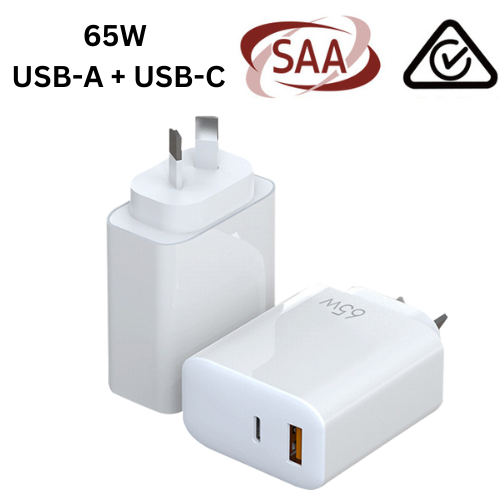 Chargez l&#39;image dans la visionneuse de la galerie, 65W Max PD Type-C +QC 3.0 USB Dual Port iPhone 16 Wall Travelling Charger Adapter - (SAA Approved/AU Plug) - Polar Tech Australia
