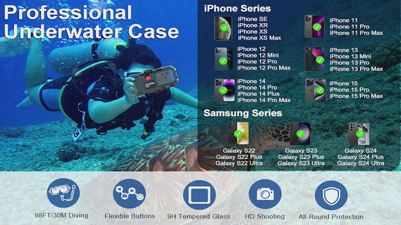 Cargar y reproducir video en Gallery Viewer, [Upgade Version Bluetooth Version][Diving IPX8 30M/98FT Waterproof] Universal iPhone Samsung Google Moto - Redpepper Underwater Protective Lanyard Mobile Phone Case

