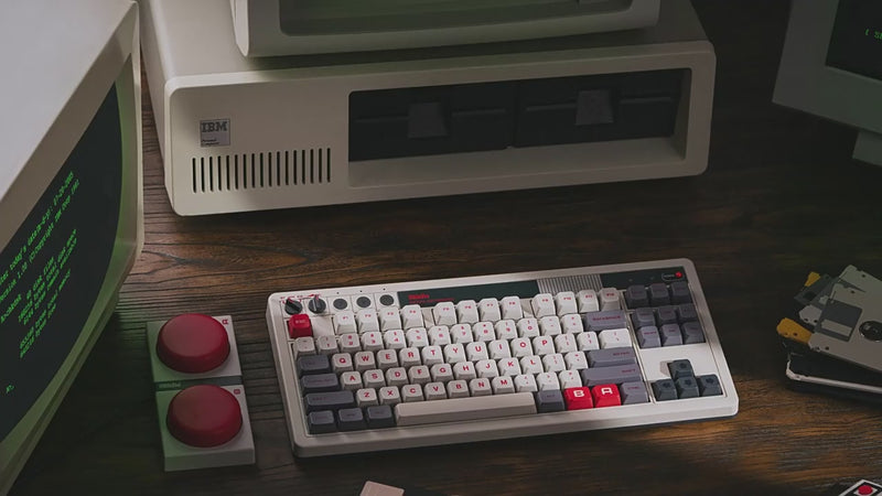 Load and play video in Gallery viewer, 8BitDo Retro Mechanical Keyboard, Bluetooth/2.4G/USB-C Hot Swappable Gaming Keyboard with 87 Keys, Dual Super Programmable Buttons for Windows and Android (N)
