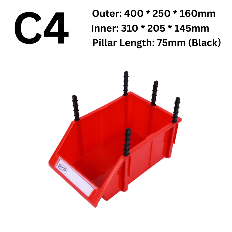 Load image into Gallery viewer, [#C4][400*250*160mm] Stack-n-hang Heavy Duty DIY Warehouse Stackable Tools Parts Organizing Storage Box Shelf - Polar Tech Australia

