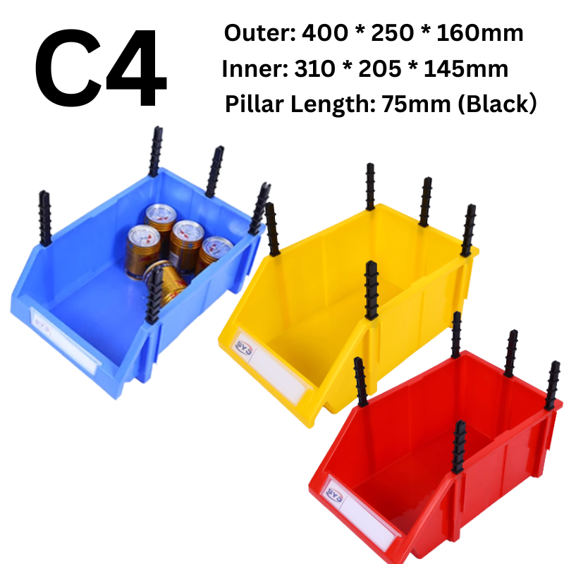 Load image into Gallery viewer, [#C4][400*250*160mm] Stack-n-hang Heavy Duty DIY Warehouse Stackable Tools Parts Organizing Storage Box Shelf - Polar Tech Australia
