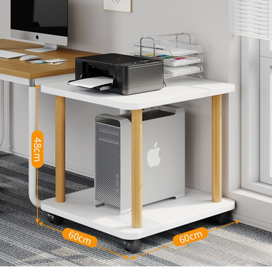 Wood Printer Stand with Storage Area 360° Steerable Wheels Office Furniture - Polar Tech Australia