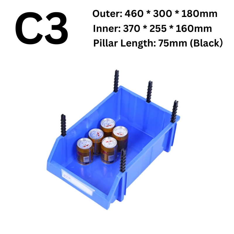 Load image into Gallery viewer, [#C3][460*300*180mm] Stack-n-hang Heavy Duty DIY Warehouse Stackable Tools Parts Organizing Storage Box Shelf
