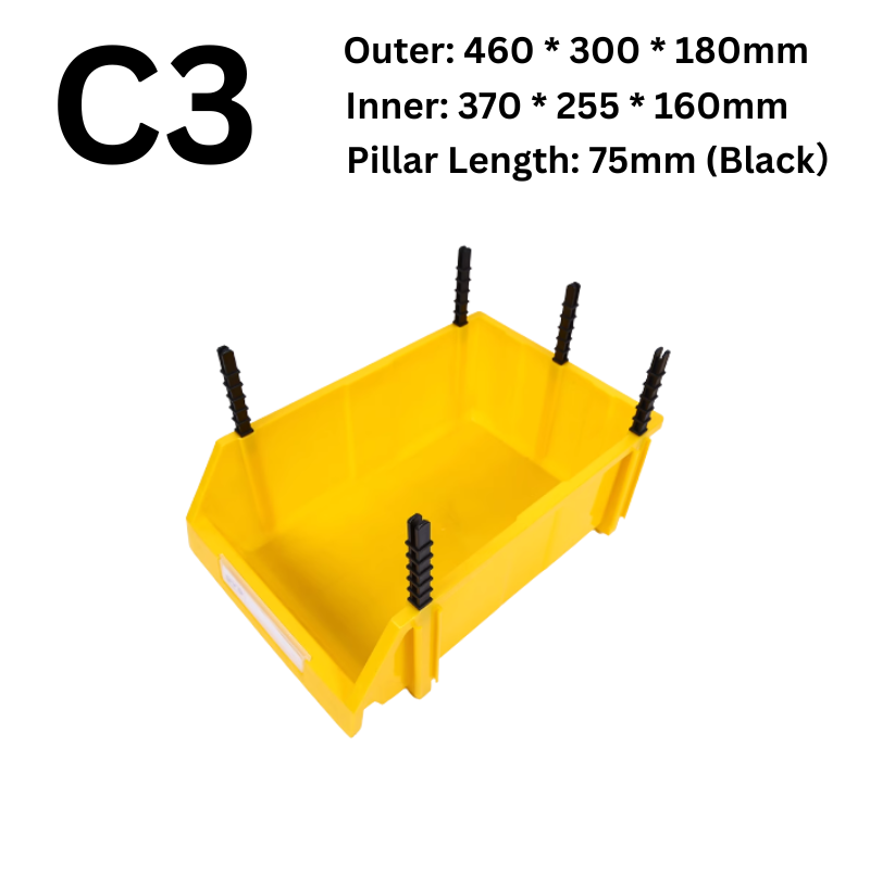 Load image into Gallery viewer, [#C3][460*300*180mm] Stack-n-hang Heavy Duty DIY Warehouse Stackable Tools Parts Organizing Storage Box Shelf
