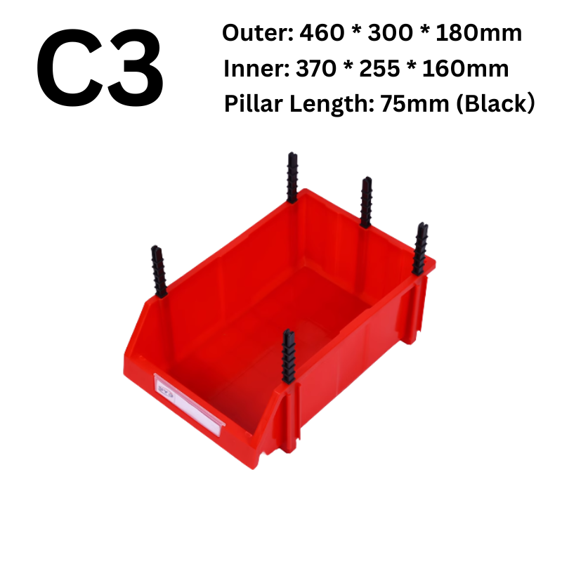 Load image into Gallery viewer, [#C3][460*300*180mm] Stack-n-hang Heavy Duty DIY Warehouse Stackable Tools Parts Organizing Storage Box Shelf
