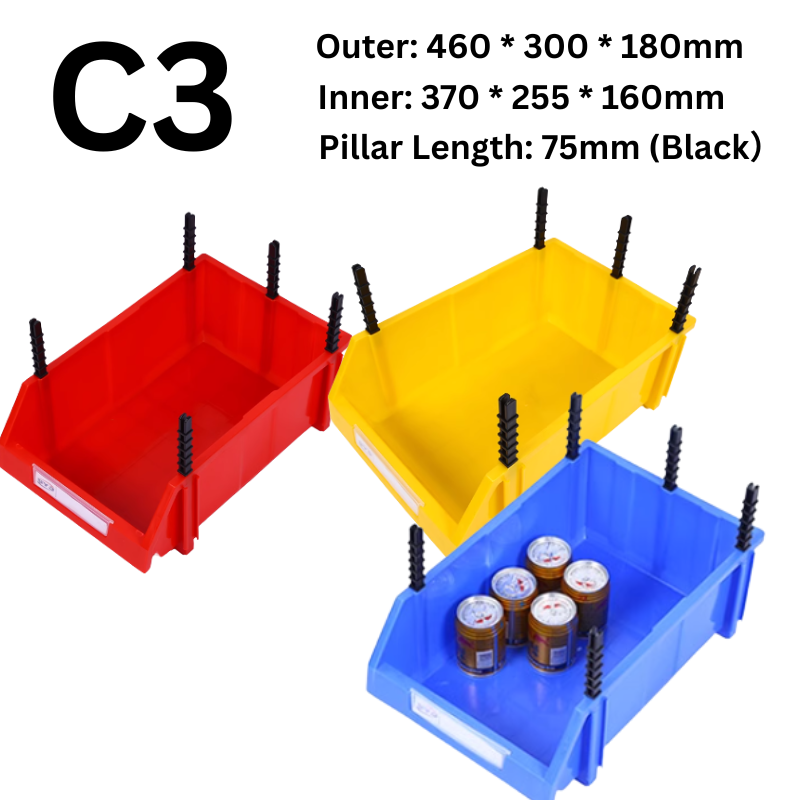 Load image into Gallery viewer, [#C3][460*300*180mm] Stack-n-hang Heavy Duty DIY Warehouse Stackable Tools Parts Organizing Storage Box Shelf
