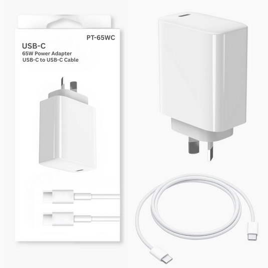 65W PD USB-C Type-C Port iPhone 17/16/15 & iPad Pro Air & MacBook Air/Pro - Wall Travelling Charger Adapter With Cable -  (SAA Approved/AU Plug)