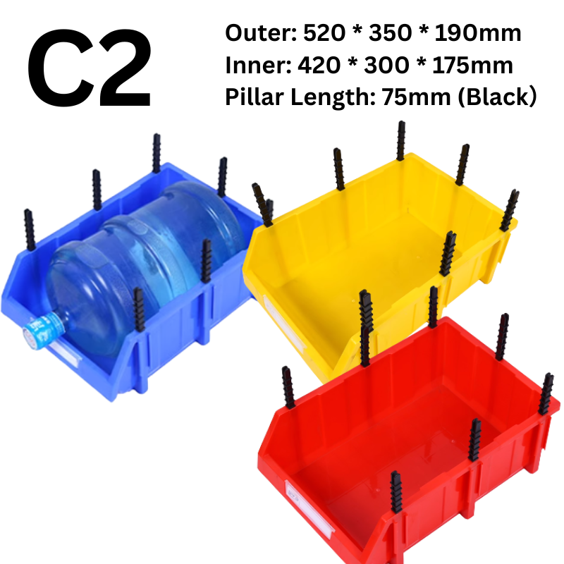 Load image into Gallery viewer, [#C2][520*350*190mm] Stack-n-hang Heavy Duty DIY Warehouse Stackable Tools Parts Organizing Storage Box Shelf - Polar Tech Australia
