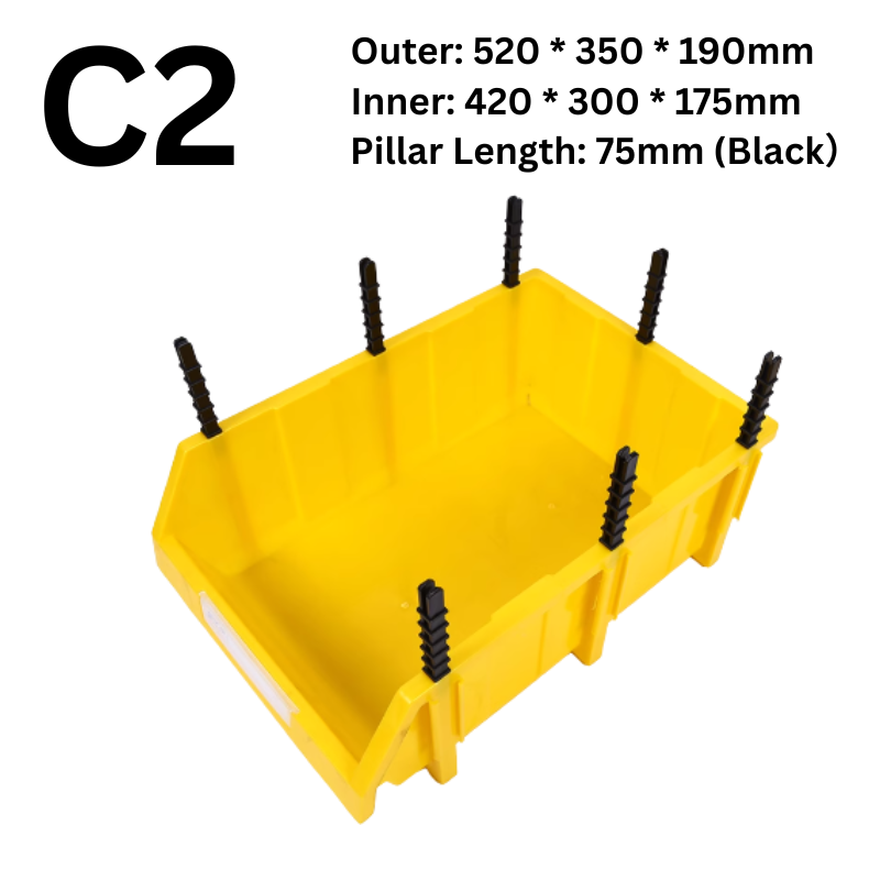 Load image into Gallery viewer, [#C2][520*350*190mm] Stack-n-hang Heavy Duty DIY Warehouse Stackable Tools Parts Organizing Storage Box Shelf - Polar Tech Australia
