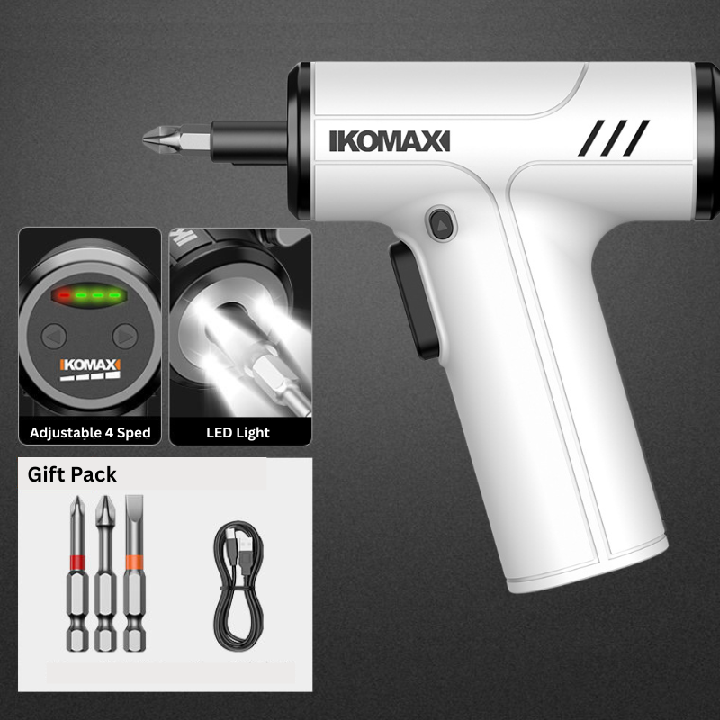 Chargez l&#39;image dans la visionneuse de la galerie, Komax White Portable USB Rechargeable 4 Speed Cordless Electric Screwdriver with LED
