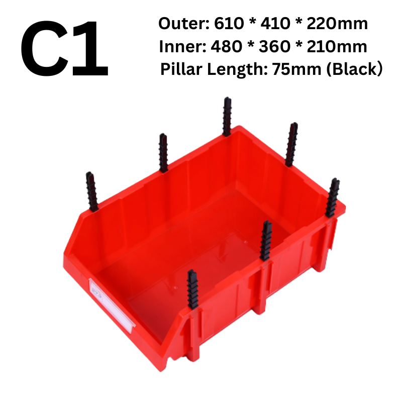 Load image into Gallery viewer, [#C1][610*410*220mm] Stack-n-hang Heavy Duty DIY Warehouse Stackable Tools Parts Organizing Storage Box Shelf - Polar Tech Australia

