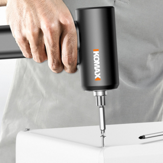 Komax Black Portable 3.7V USB Rechargeable Cordless Electric Screwdriver with LED Light