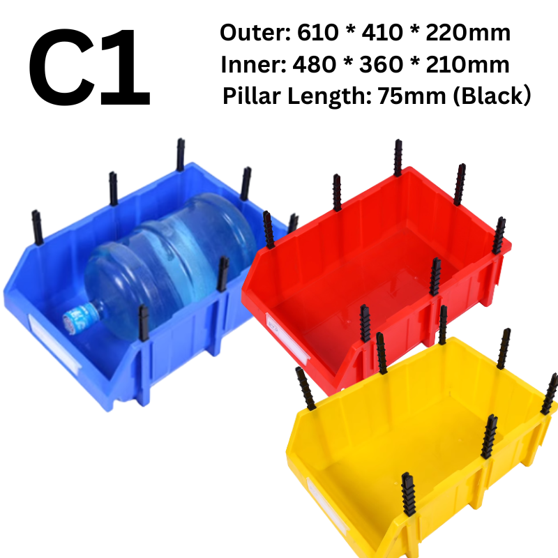 Load image into Gallery viewer, [#C1][610*410*220mm] Stack-n-hang Heavy Duty DIY Warehouse Stackable Tools Parts Organizing Storage Box Shelf - Polar Tech Australia
