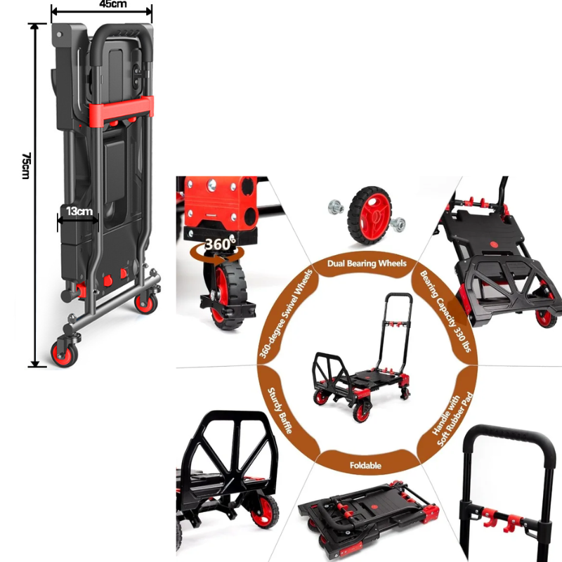 Cargue la imagen en el visor de la galería, [LF001] 2 in 1 Foldable Portable Folding Hand Push Cart Trolley Dolly With Retractable Handle - Polar Tech Australia
