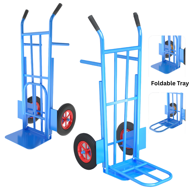 Cargue la imagen en el visor de la galería, Heavy Duty Hand Truck Trolley for Cargo Transportation, Large Capacity Load 300kg with 10 inch Inflatable Wheels
