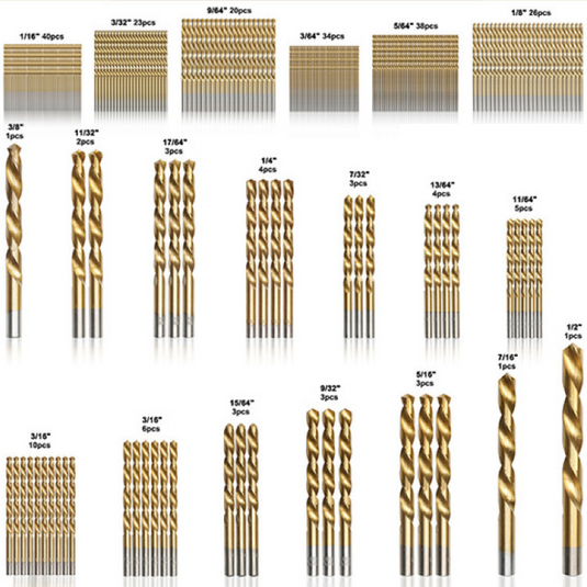 [230 in 1] High Speed Steel Titanium Twist Drill Bit Set for Steel, Wood, Plastic, Metal, Copper, Aluminum Alloy with Storage Case