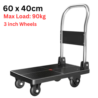 [60x40cm] Hand Push Foldable Platform Trolley Cart Dolly Cart Max Load 90KG - Polar Tech Australia