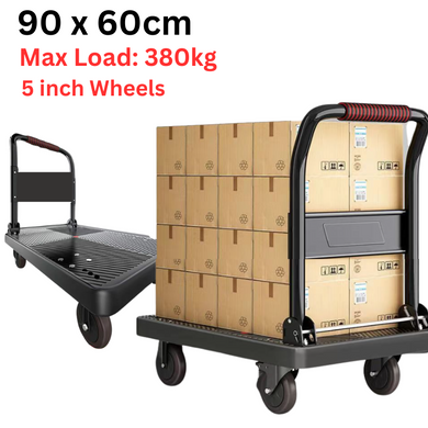 [90x60cm] Heavy Duty Hand Push Foldable Platform Trolley Cart Dolly Cart Max Load 480KG - Polar Tech Australia