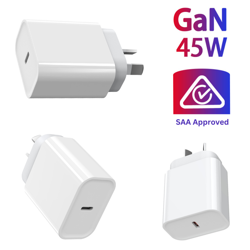 Cargue la imagen en el visor de la galería, 45W PD Type-C iPhone 17/16/15/14 &amp; Samsung S25/AS24/S23 Ultra Compatible Wall Travelling Fast Charger Adapter -  (SAA Approved/AU Plug)
