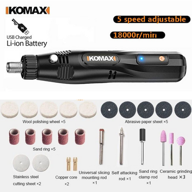 [31 in 1] Komax 12V 5-Speed Touch Screen Portable Type-C Chargeable Powerful Multifunction Polishing Pen Grinding Grinder Hand DIY Tool