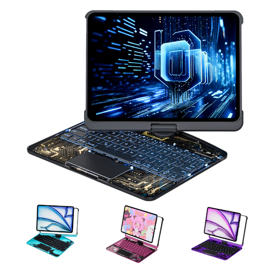 Apple iPad Air 4/5 10.9'' 4/5th Gen (2020/2022) - 180 Degree Rotation Magic Cyberpunk Style Transparent Keyboard Case - i-Station Mobile Phone & Electronic Device Repair and Accessories