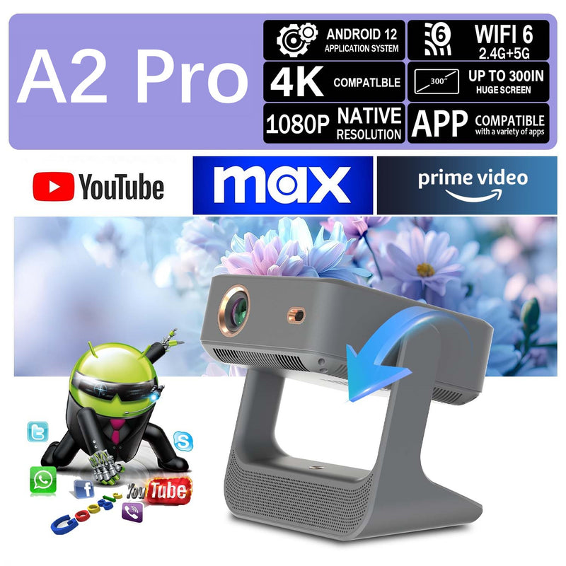 Load image into Gallery viewer, [A2 Pro][Built-in Screen] Portable 1080P Native Support 4K 300 ANSI 10000 Lumens Android Smart Profession Projector
