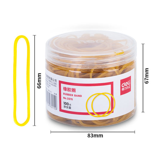 [250PCS][66MM Diameter] DELI 3215 Rubber Bands Latex Loop Yellow 100G