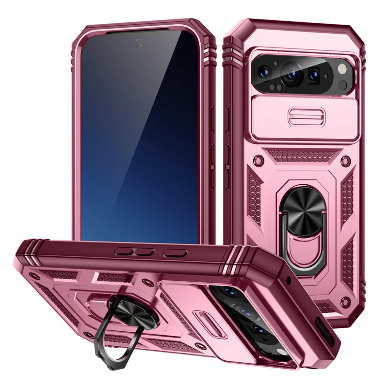 Cargue la imagen en el visor de la galería, Google Pixel 9 &amp; 9 Pro - Heavy Duty Drop Proof Case With Slide Camera protection &amp; Ring Holder
