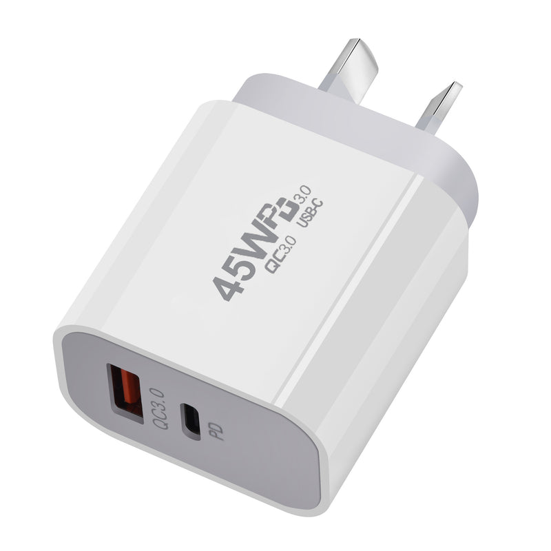 Load image into Gallery viewer, 45W PD Type-C + QC 3.0 USB Dual Port Wall Travelling Charger Adapter-  (SAA Approved/AU Plug) - Polar Tech Australia
