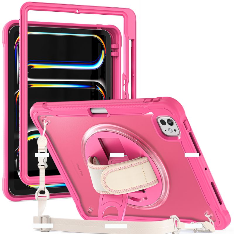 Load image into Gallery viewer, Apple iPad Pro 11&quot; (M4) 2024 5th Generation - 360 Degree Rotate Shockproof Heavy Duty Tough Stand Case Cover With Strap &amp; Pen Holder - Polar Tech Australia
