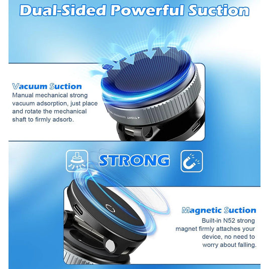 [K007S] Universal 15W Wireless Charging Super Strong Secure Vacuum Suction Magnet Phone Holder - Polar Tech Australia