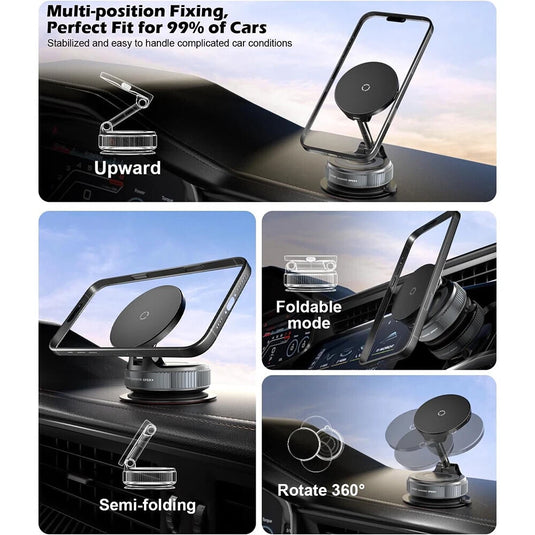 [K007S] Universal 15W Wireless Charging Super Strong Secure Vacuum Suction Magnet Phone Holder - Polar Tech Australia