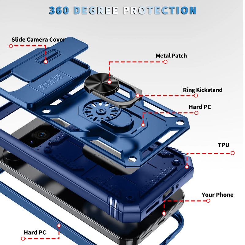 Cargue la imagen en el visor de la galería, Google Pixel 9 &amp; 9 Pro - Heavy Duty Drop Proof Case With Slide Camera protection &amp; Ring Holder
