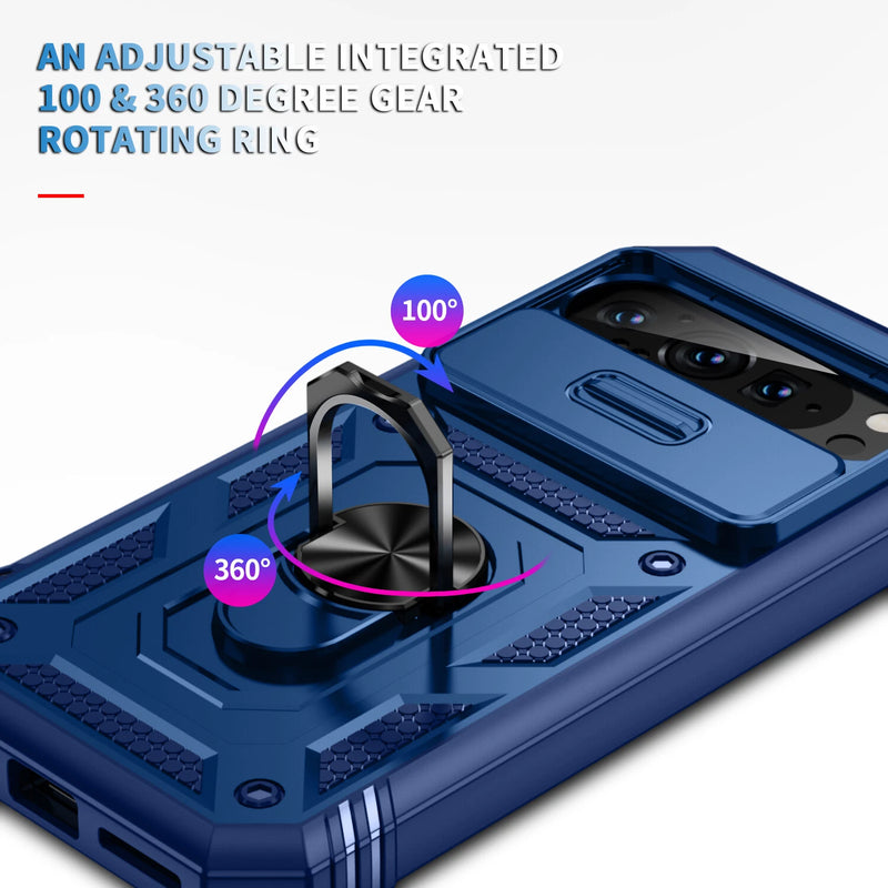 Cargue la imagen en el visor de la galería, Google Pixel 9 &amp; 9 Pro - Heavy Duty Drop Proof Case With Slide Camera protection &amp; Ring Holder
