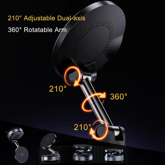 [K007S] Universal 15W Wireless Charging Super Strong Secure Vacuum Suction Magnet Phone Holder - Polar Tech Australia