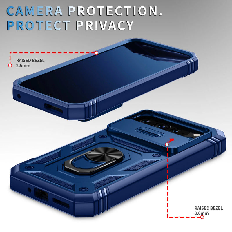 Cargue la imagen en el visor de la galería, Google Pixel 9 &amp; 9 Pro - Heavy Duty Drop Proof Case With Slide Camera protection &amp; Ring Holder
