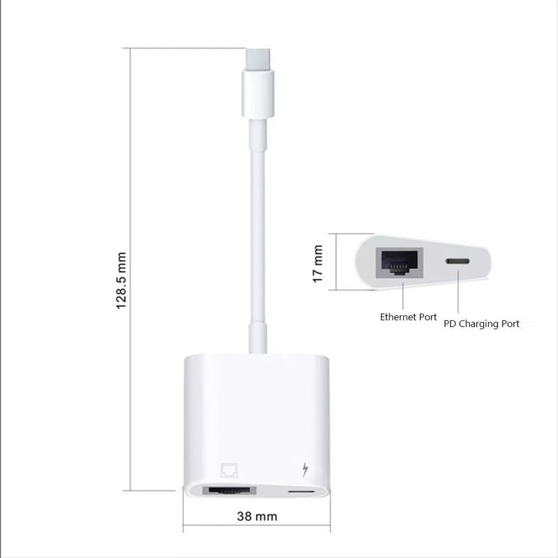 Load image into Gallery viewer, Type C / USB C to RJ45 Ethernet Port &amp; PD 60W Splitter Adapter - Polar Tech Australia
