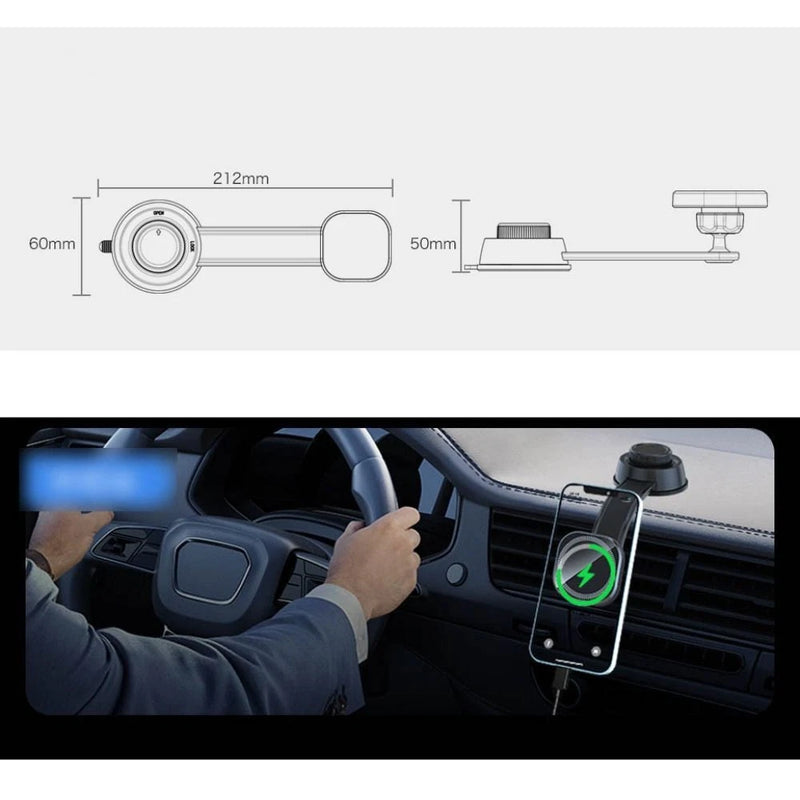 Load image into Gallery viewer, [XK030] Magsafe Compatible QI 15W Wireless Charging Foldable Magnet Magnetic Dashboard Charger &amp; Mount Holder
